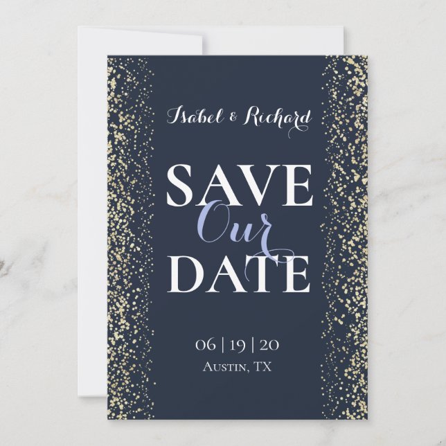 Glitter on Blue Invitation (Front)