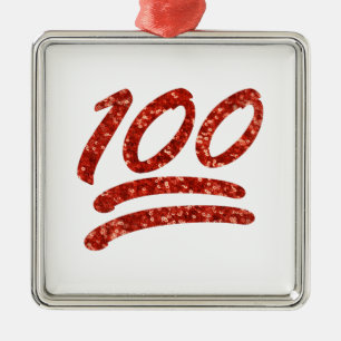 glitter one hundred emoji metal tree decoration