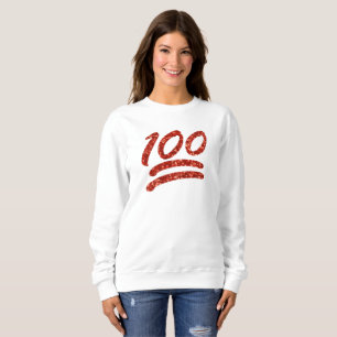 glitter one hundred emoji womens sweatshirt