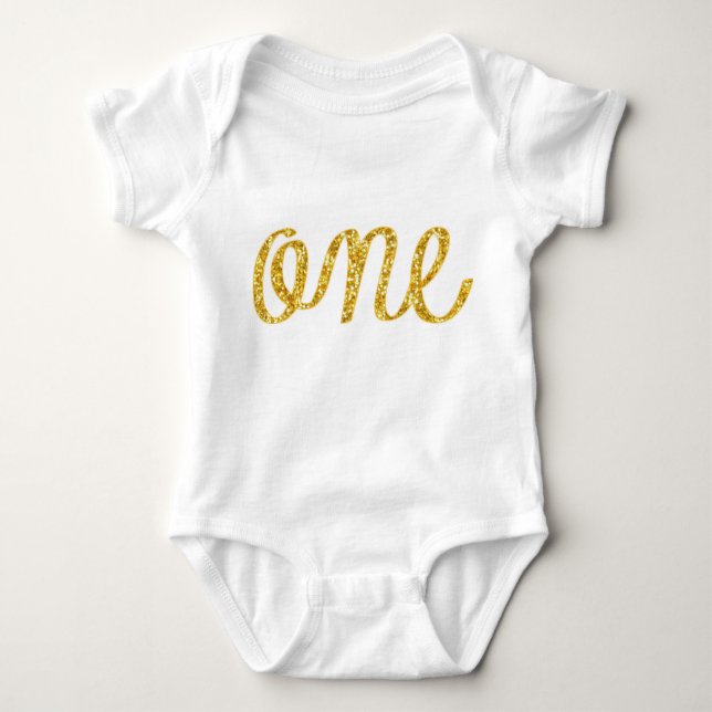 Glitter One T-Shirt Baby Bodysuit (Front)