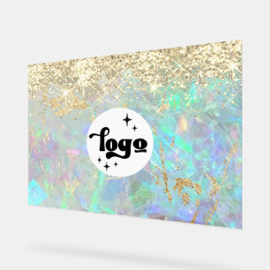 glitter opal background acrylic sign