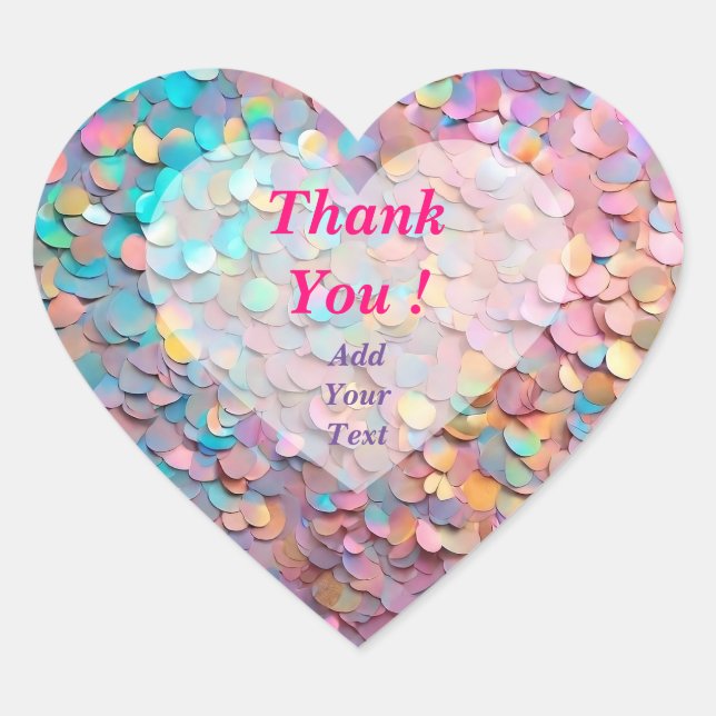 Glitter Opal Holographic Modern Collection Heart Sticker (Front)