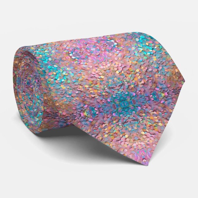 Glitter Opal Holographic Modern Collection Tie (Rolled)
