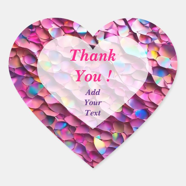 Glitter Opal Holographic Popular Collection Heart Sticker (Front)
