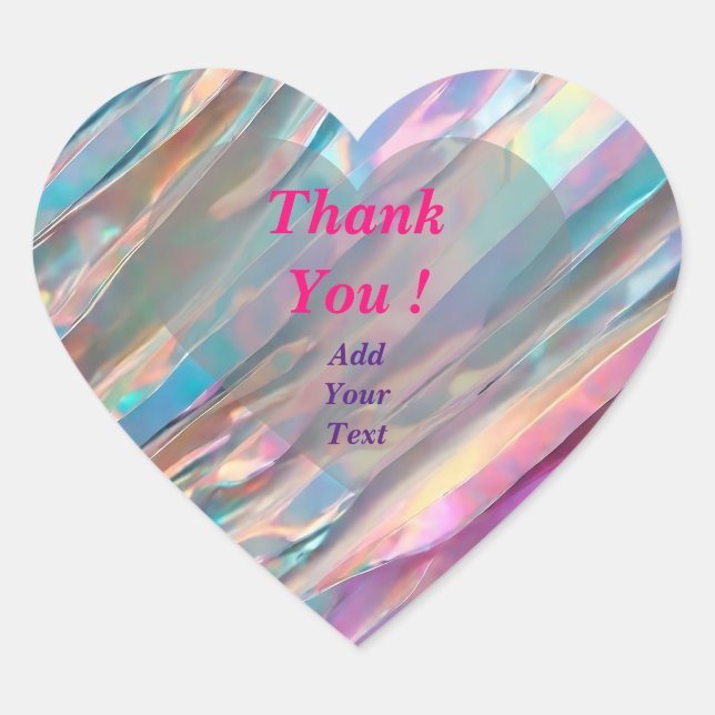 Glitter Opal Holographic Trendy Collection Heart Sticker (Front)