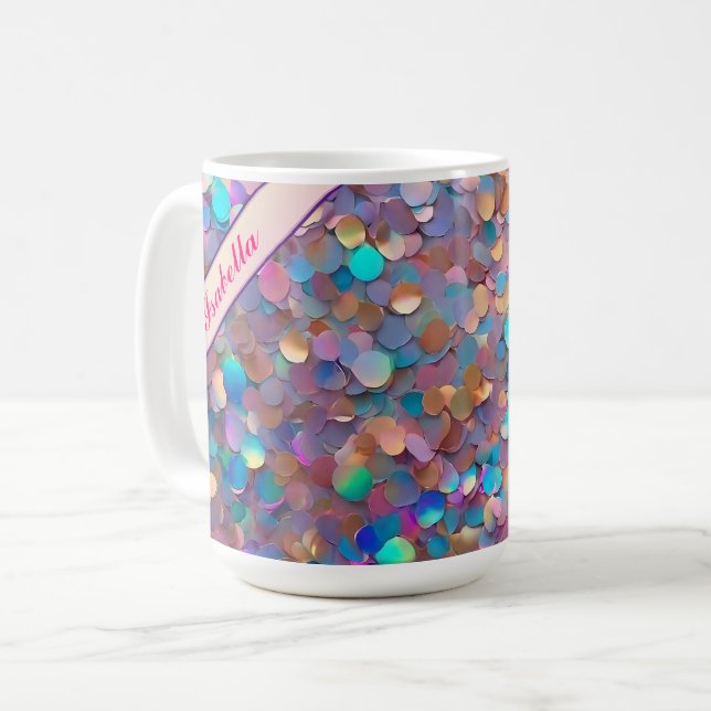 Glitter Opal Modern Holographic Collection Coffee Mug (Front Left)