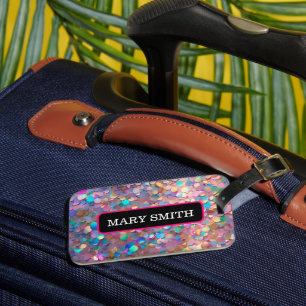 Glitter Opal Modern Holographic Collection Luggage Tag