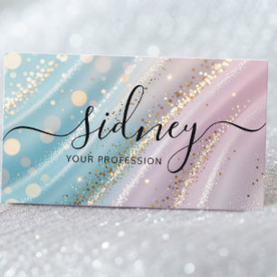 glitter opal pink background business card