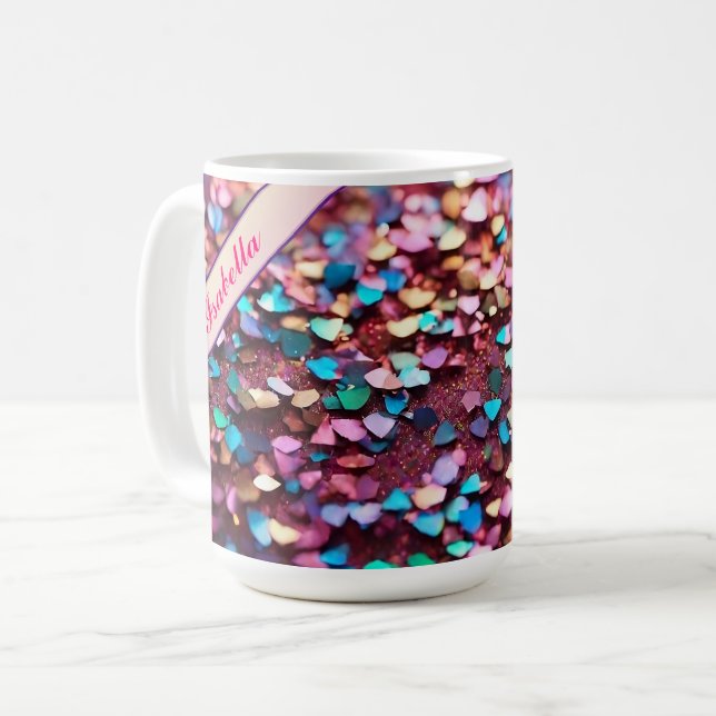 Glitter Opal Trendy Holographic Collection Coffee Mug (Front Left)