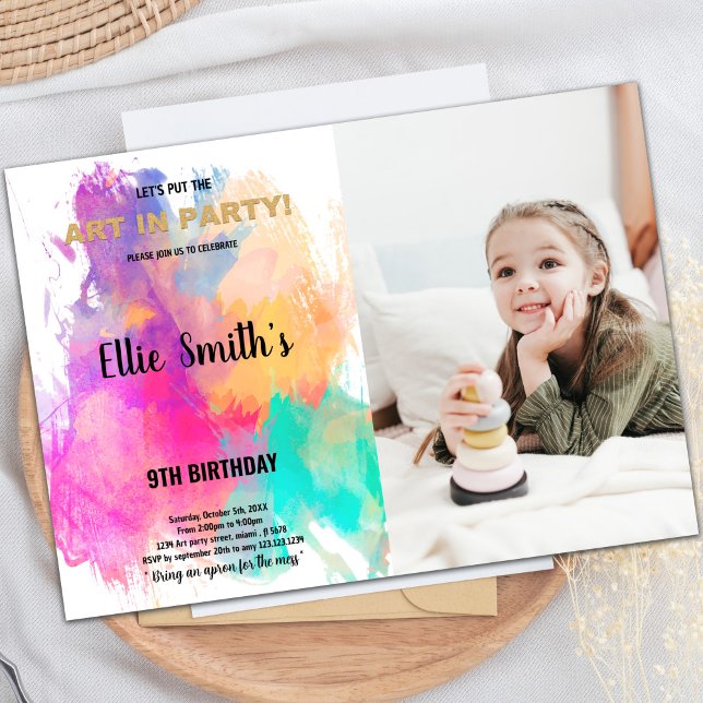 Glitter Paint Birthday Invitation with Photo (Glitter Paint Birthday Invitations with photo)
