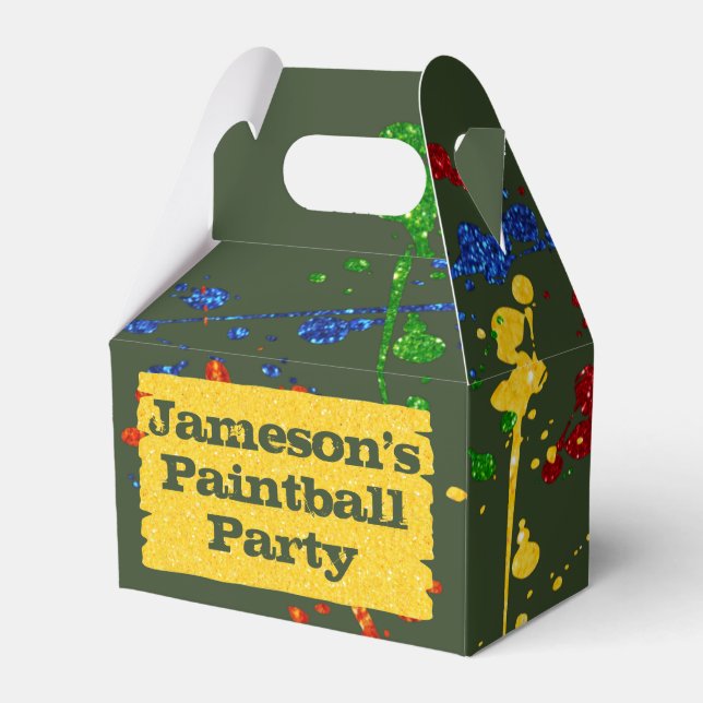 Glitter Paintball Party Custom Name Favour Box (Front Side)