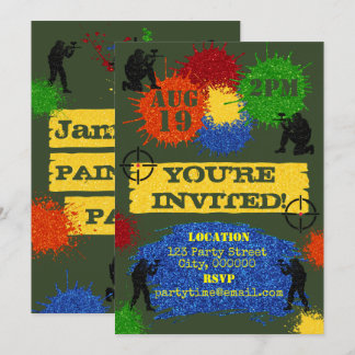 Glitter Paintball Party Invitation