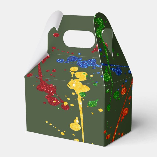 Glitter Paintball Party Paint Splatter Favour Box (Front Side)