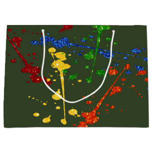 Glitter Paintball Party Paint Splatter Large Gift Bag
