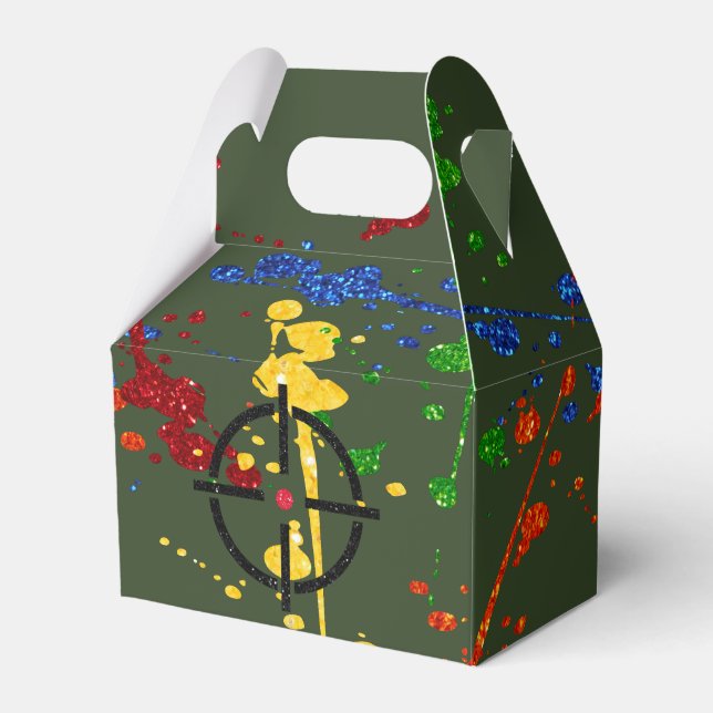 Glitter Paintball Party Targets Favour Box (Front Side)