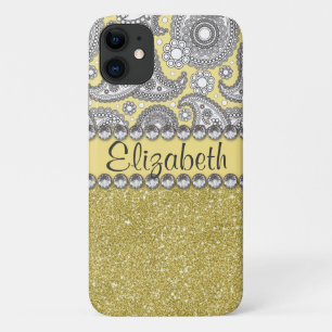 Glitter Paisley Rhinestone Print Pattern Case-Mate iPhone Case