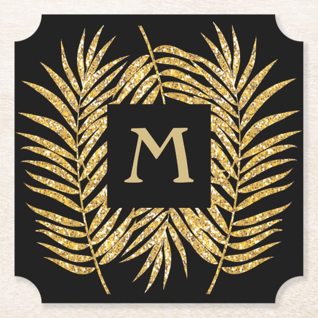 Glitter Palm Tree TICKET shape Paper Coaster (Front)