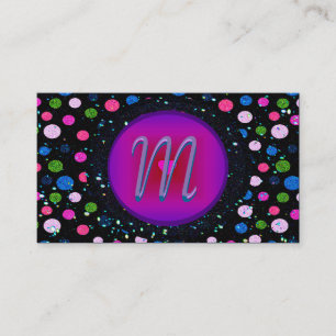 Glitter Party Monogram Business Card