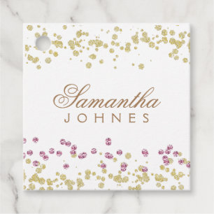 Glitter party rose and gold thank you favour tags