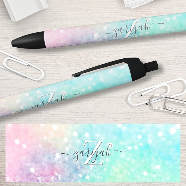 Glitter Pastel Bokeh Girly Colourful Pattern Black Ink Pen (Creator Uploaded)