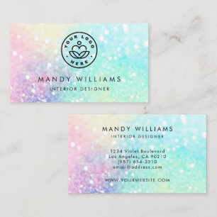 Glitter Pastel Bokeh Girly Colourful Pattern Business Card