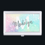 Glitter Pastel Bokeh Girly Colourful Pattern Business Card Holder<br><div class="desc">A beautiful multicolor pastel glitter pattern,  that you can personalise with your custom details.</div>