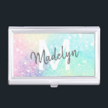 Glitter Pastel Bokeh Girly Colourful Pattern Business Card Holder<br><div class="desc">A beautiful multicolor pastel glitter pattern,  that you can personalise with your custom details.</div>