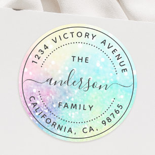 Glitter Pastel Bokeh Girly Colourful Pattern Classic Round Sticker