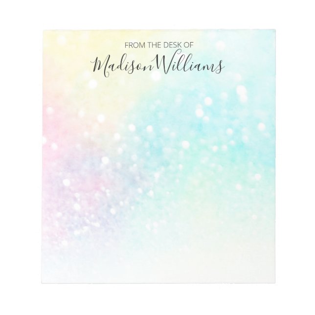 Glitter Pastel Bokeh Girly Colourful Pattern Notepad (Front)