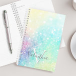 Glitter Pastel Bokeh Girly Colourful Pattern Planner<br><div class="desc">A beautiful multicolor pastel glitter pattern,  that you can personalise with your custom details.</div>