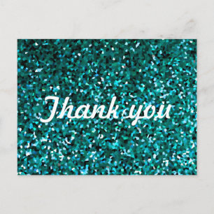Glitter Patterns Thank You Blue Glittery Sparkle Postcard