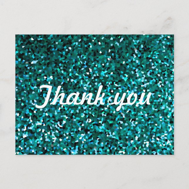 Glitter Patterns Thank You Blue Glittery Sparkle Postcard (Front)