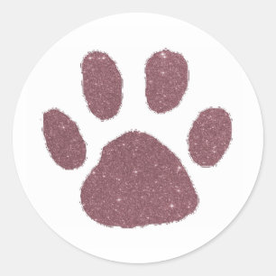 Glitter pawprint classic round sticker