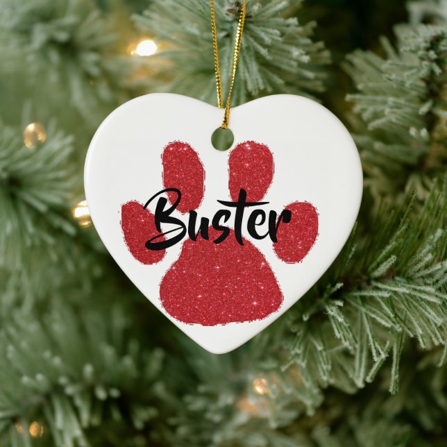 Glitter pawprint personalised ceramic tree decoration (Tree)