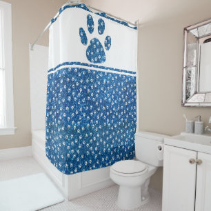 Glitter pawprint  shower curtain
