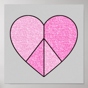 Glitter Peace Sign Heart
