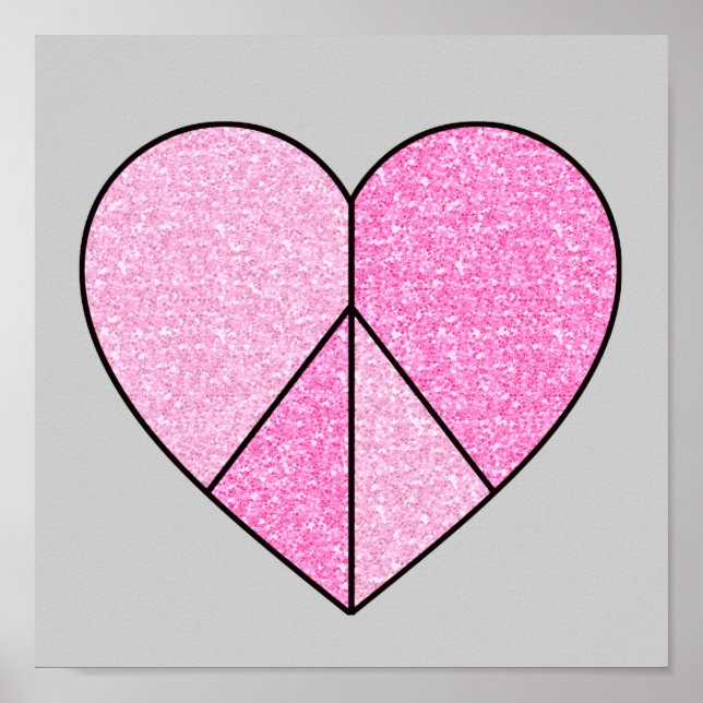 Glitter Peace Sign Heart (Front)