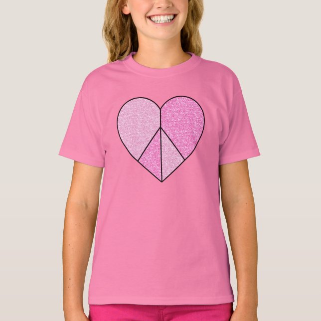 Glitter Peace Sign Heart T-Shirt (Front)