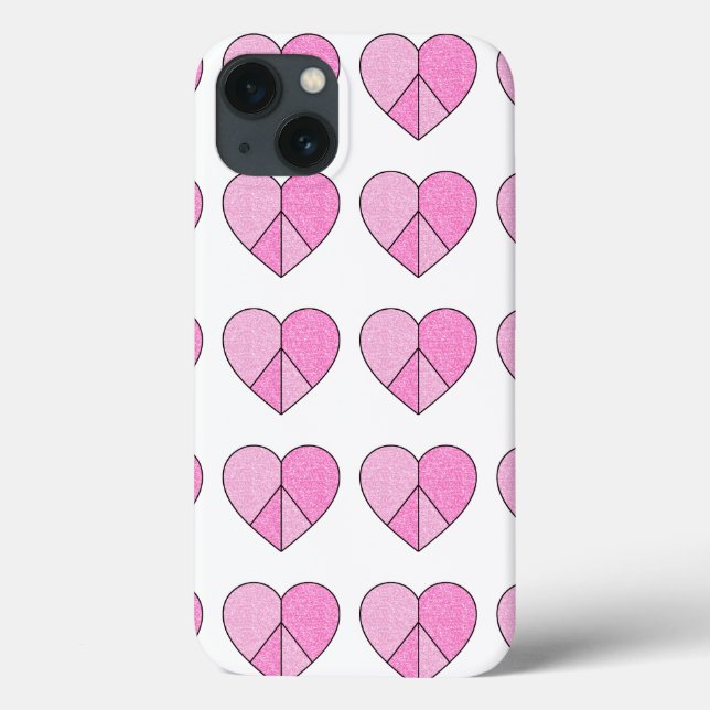 Glitter Peace Sign Hearts Case-Mate iPhone Case (Back)