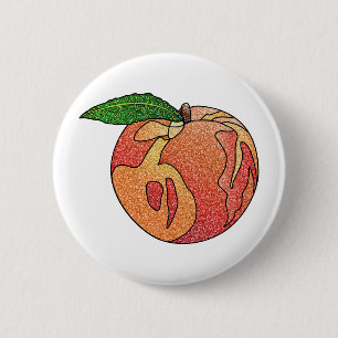Glitter Peach 6 Cm Round Badge
