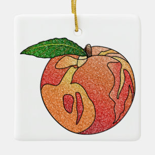 Glitter Peach Ceramic Ornament