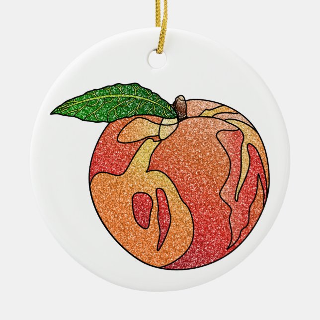 Glitter Peach Ceramic Tree Decoration (Front)