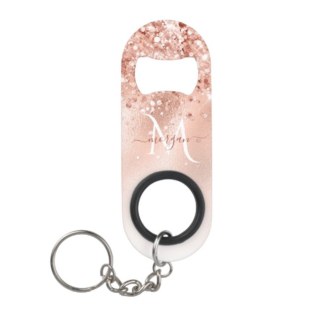 Glitter Peach Rose Gold Monogram (Front)