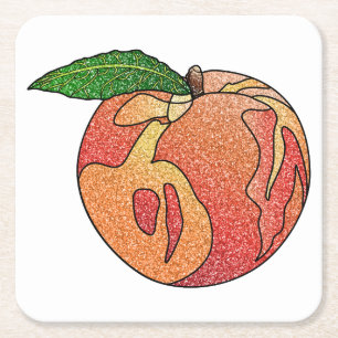 Glitter Peach Square Paper Coaster