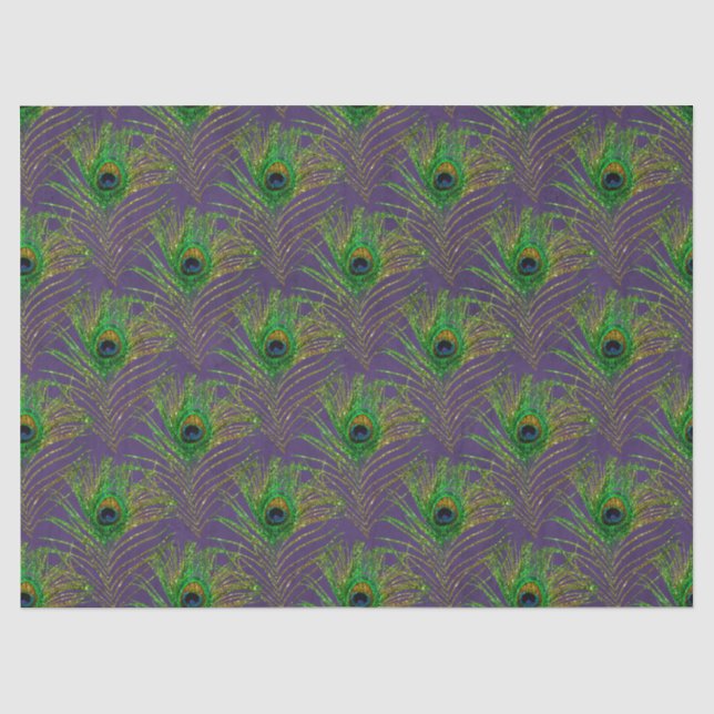 Glitter Peacock Feather Series Design 20 Tissue Paper (Front)