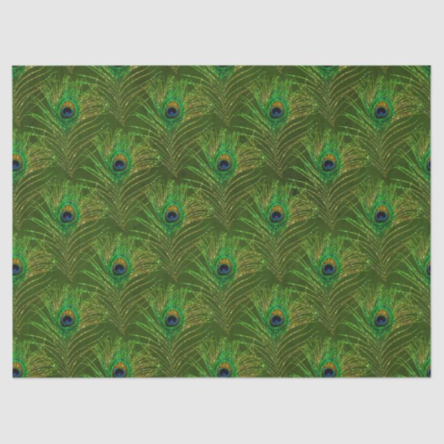 Glitter Peacock Feather Series Design 3 Tissue Paper (Front)