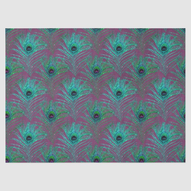 Glitter Peacock Feather Series Design 6 Tissue Paper (Front)