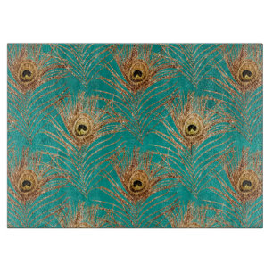Glitter Peacock Feathers Pattern  Cutting Board