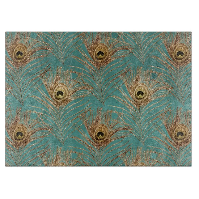 Glitter Peacock Feathers Pattern  Cutting Board (Front)