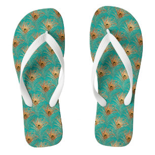 Glitter Peacock Feathers Pattern Jandals